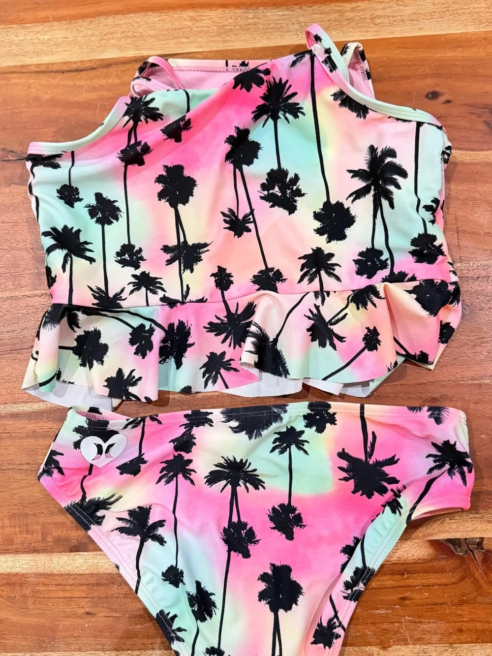 8LOT: Colorful Mixed Girls' Swimwear Bundle - Tropical & Floral Prints size 7/8